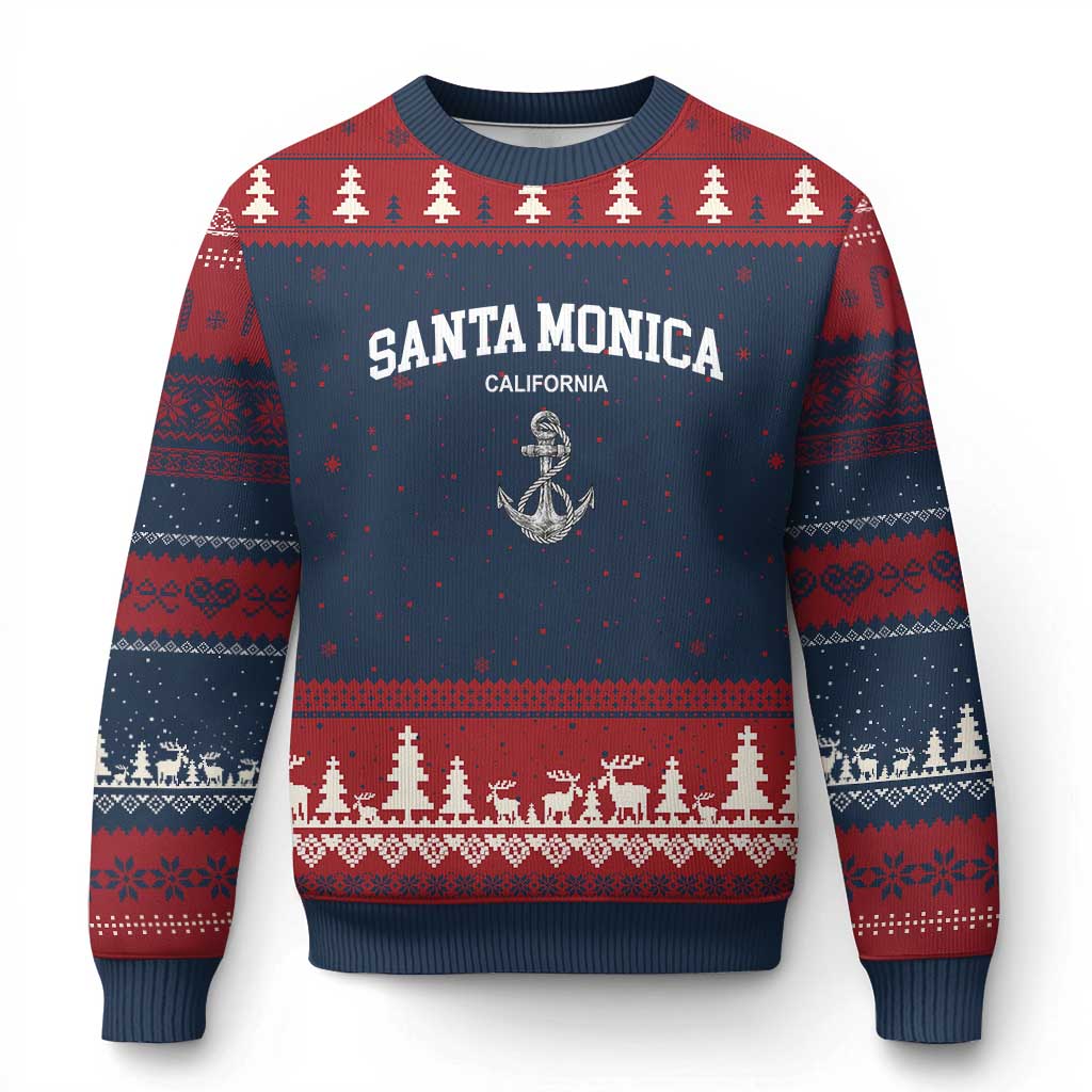 Santa Monica CA California Travel Souvenir Ugly Christmas Sweater