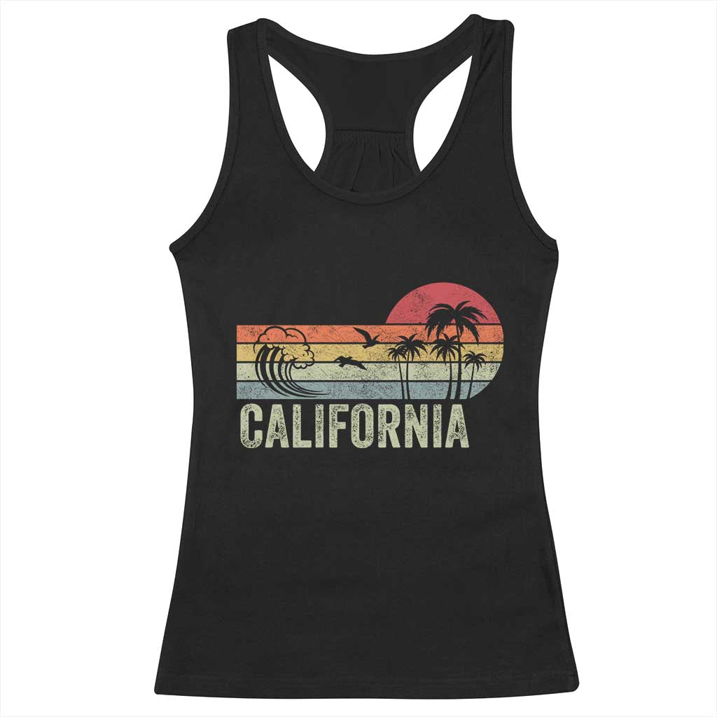 Retro California Beach Shirt, Vintage Cali Sunset Tee Racerback Tank Top