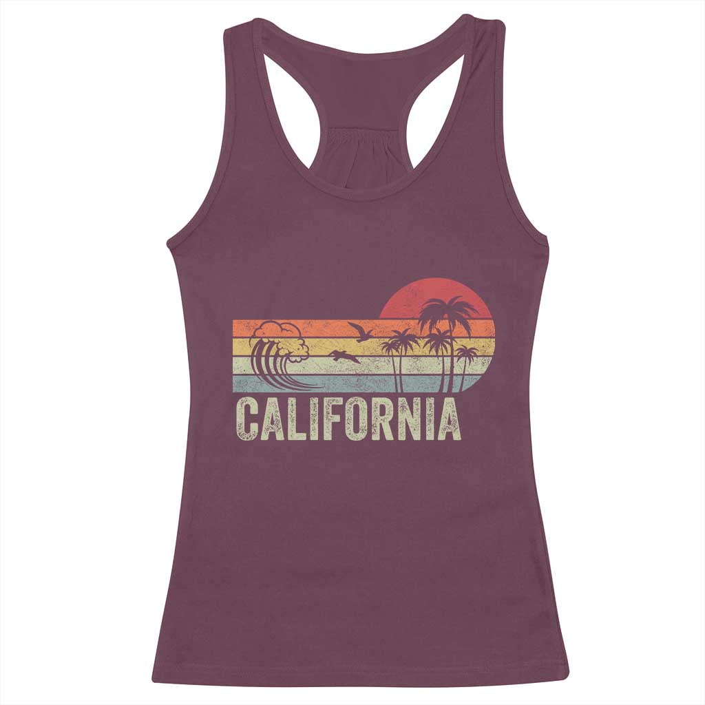 Retro California Beach Shirt, Vintage Cali Sunset Tee Racerback Tank Top
