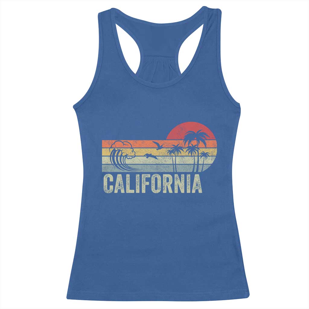 Retro California Beach Shirt, Vintage Cali Sunset Tee Racerback Tank Top