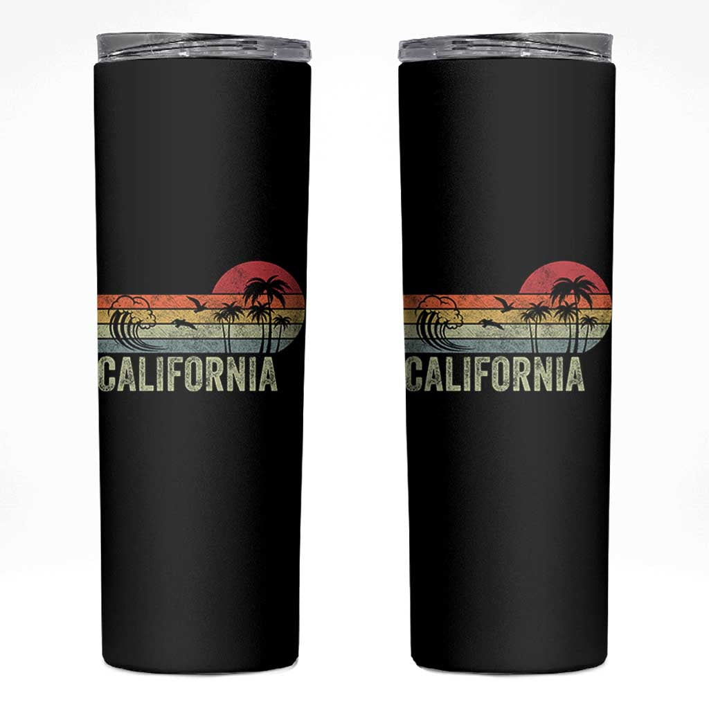 Retro California Beach Shirt, Vintage Cali Sunset Tee Skinny Tumbler