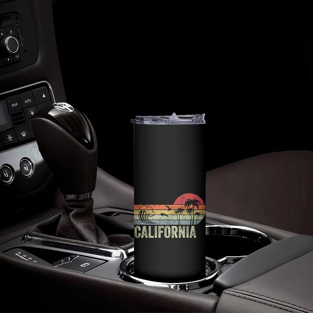 Retro California Beach Shirt, Vintage Cali Sunset Tee Skinny Tumbler
