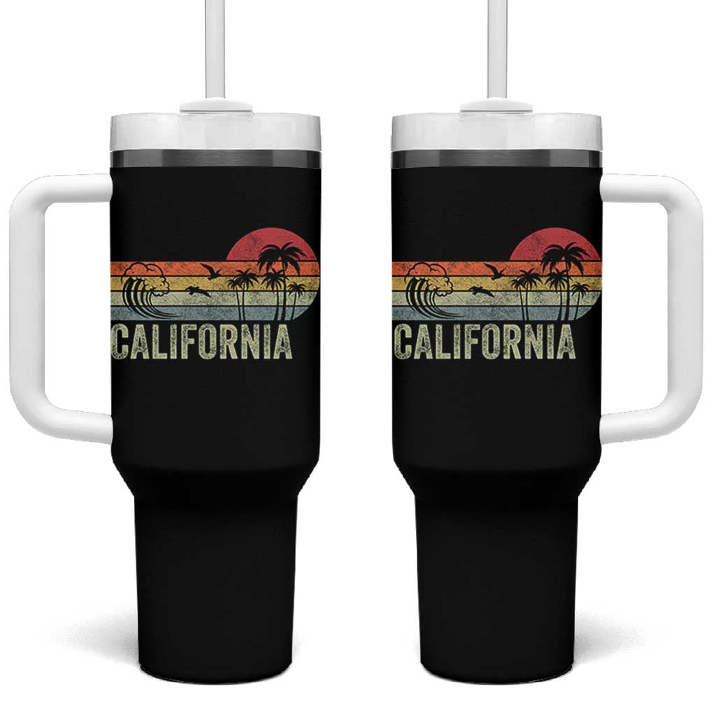 Retro California Beach Shirt, Vintage Cali Sunset Tee Tumbler With Handle