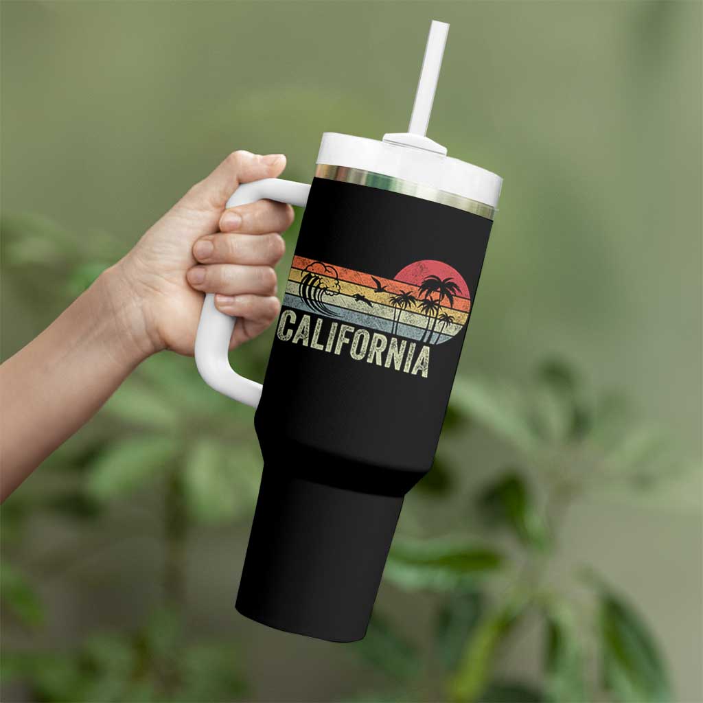 Retro California Beach Shirt, Vintage Cali Sunset Tee Tumbler With Handle