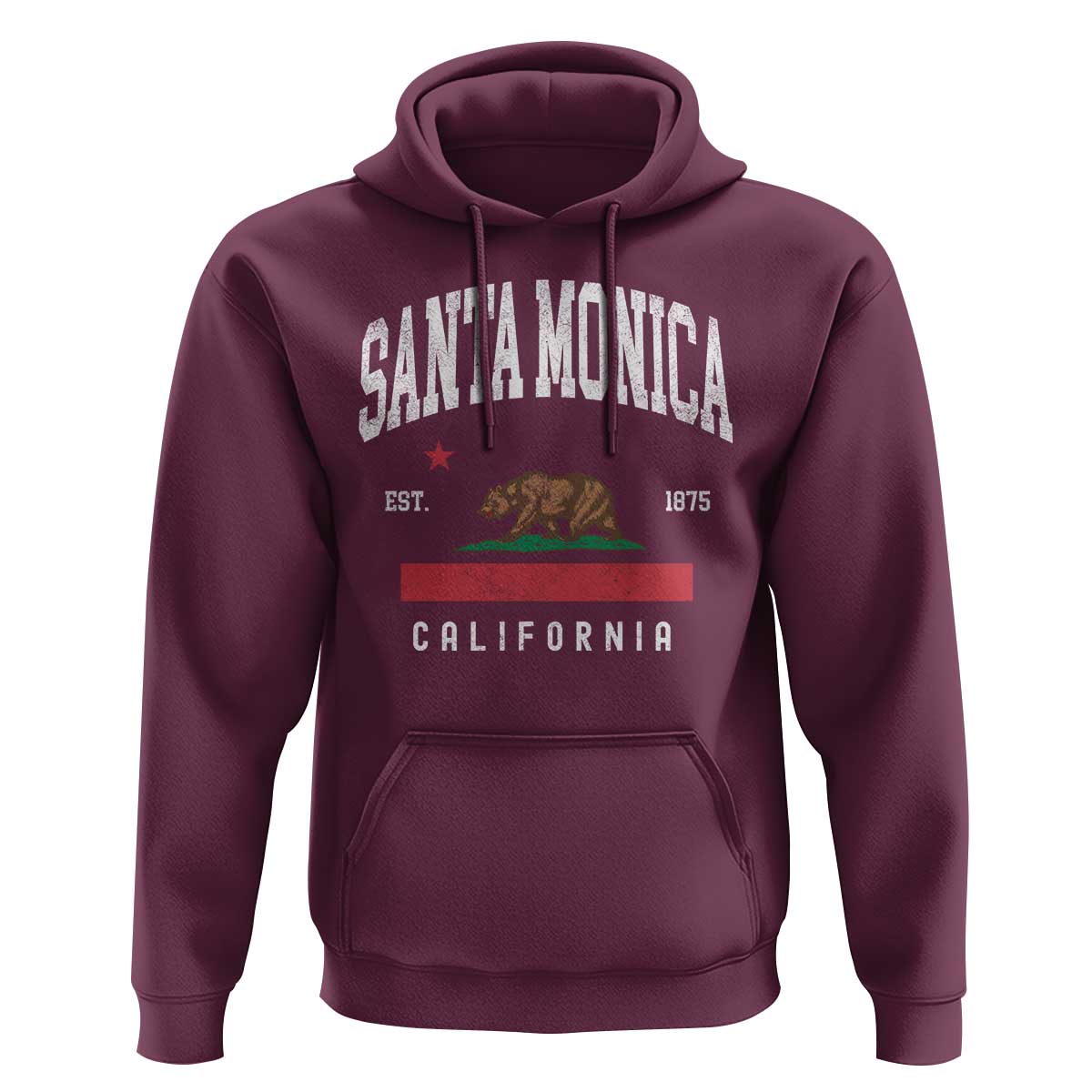 Santa Monica California Flag CA Vintage Established Sports Hoodie