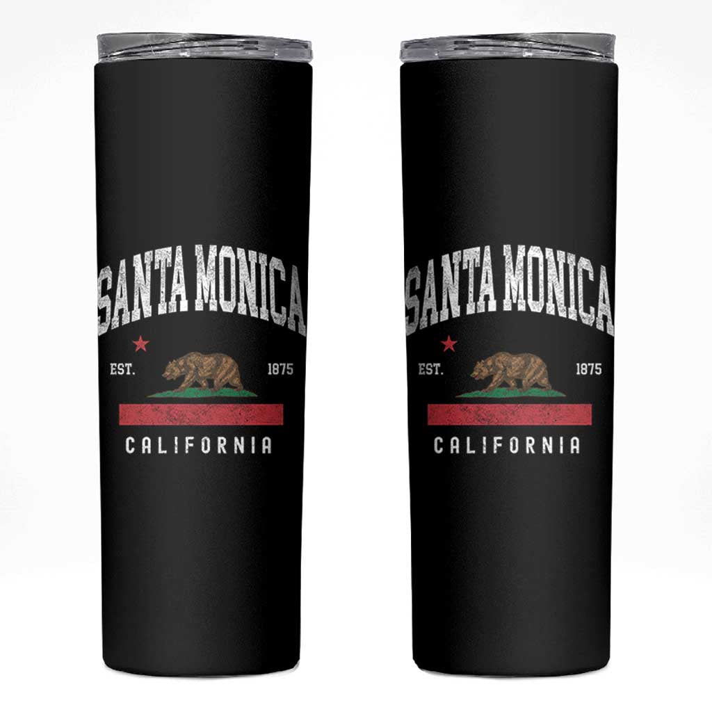 Santa Monica California Flag CA Vintage Established Sports Skinny Tumbler