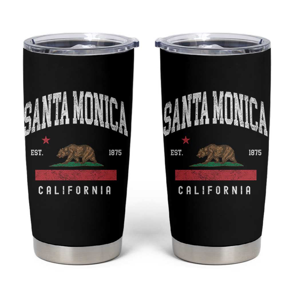 Santa Monica California Flag CA Vintage Established Sports Tumbler Cup