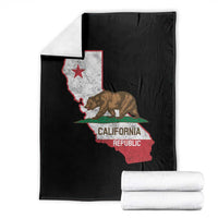 California Republic Cali Map Flag Distressed Style Throw Blanket