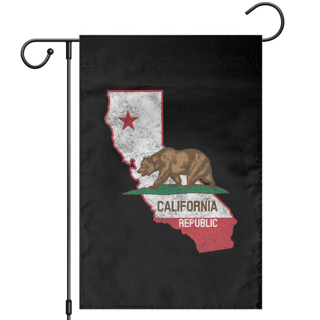 California Republic Cali Map Flag Distressed Style Garden Flag