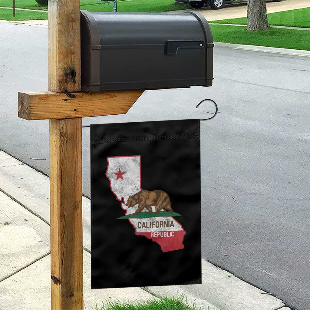 California Republic Cali Map Flag Distressed Style Garden Flag
