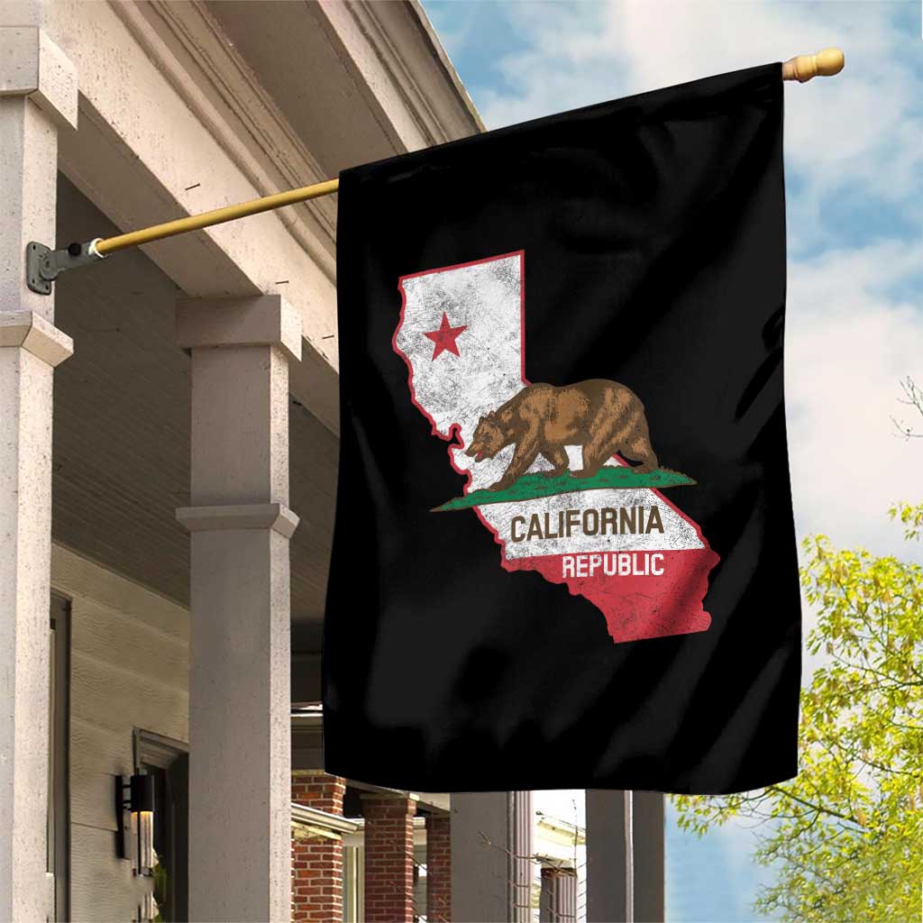California Republic Cali Map Flag Distressed Style Garden Flag