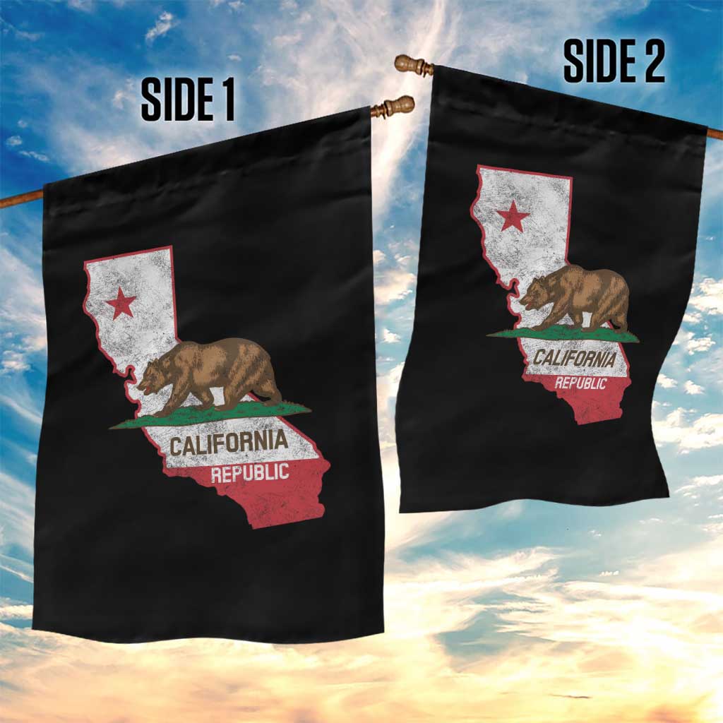 California Republic Cali Map Flag Distressed Style Garden Flag