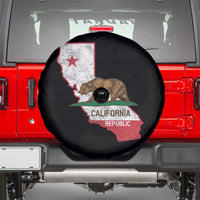 California Republic Cali Map Flag Distressed Style Spare Tire Cover