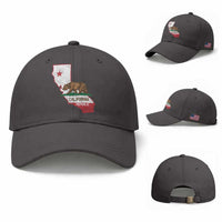 California Republic Cali Map Flag Distressed Style Baseball Cap