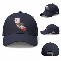 California Republic Cali Map Flag Distressed Style Baseball Cap