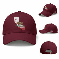 California Republic Cali Map Flag Distressed Style Baseball Cap