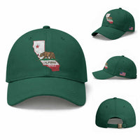California Republic Cali Map Flag Distressed Style Baseball Cap