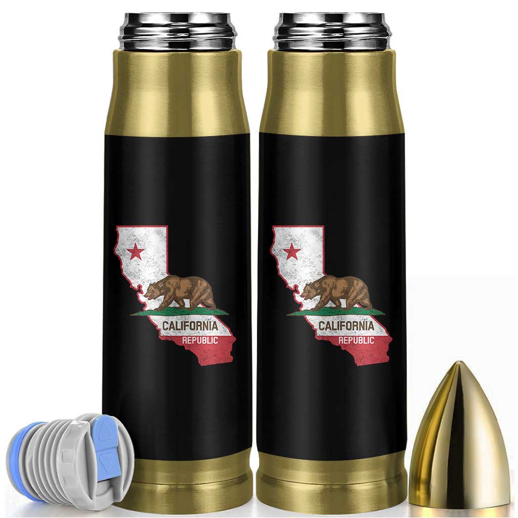 California Republic Cali Map Flag Distressed Style Bullet Tumbler