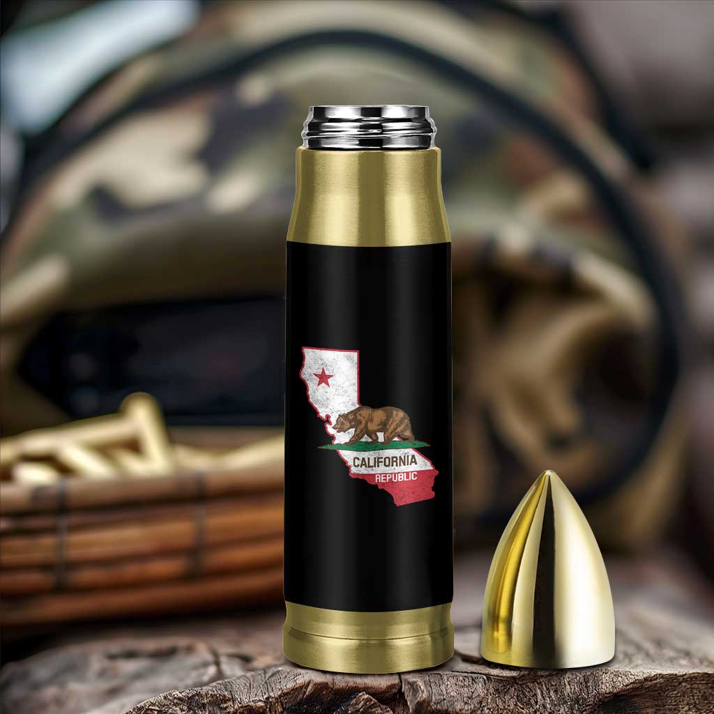 California Republic Cali Map Flag Distressed Style Bullet Tumbler