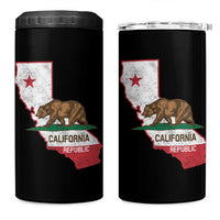 California Republic Cali Map Flag Distressed Style 4 in 1 Can Cooler Tumbler