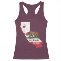 California Republic Cali Map Flag Distressed Style Racerback Tank Top