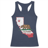 California Republic Cali Map Flag Distressed Style Racerback Tank Top