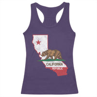 California Republic Cali Map Flag Distressed Style Racerback Tank Top