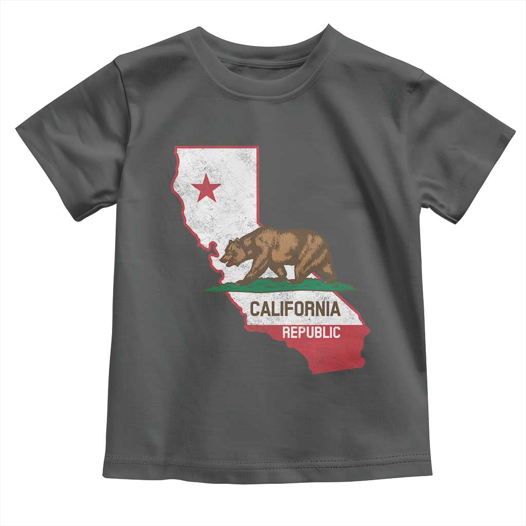California Republic Cali Map Flag Distressed Style Toddler T Shirt