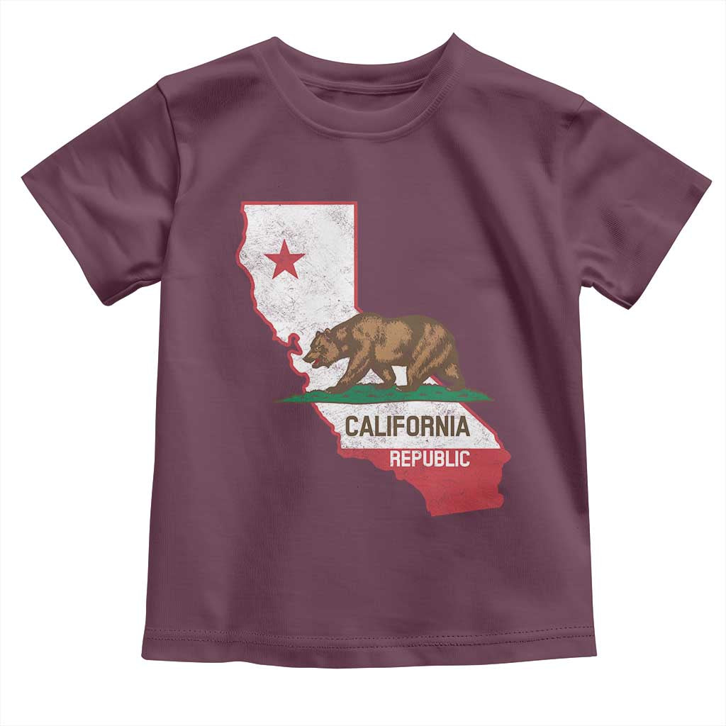 California Republic Cali Map Flag Distressed Style Toddler T Shirt