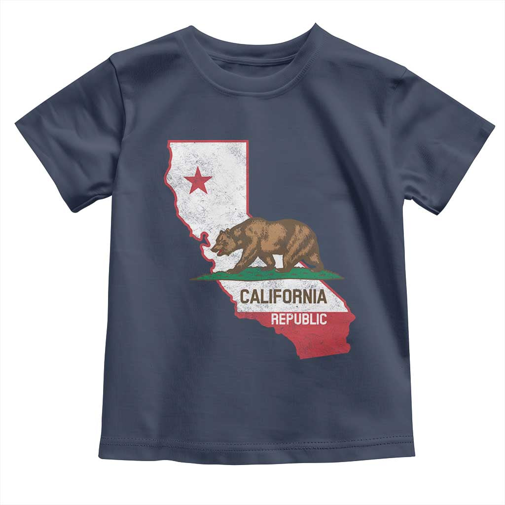California Republic Cali Map Flag Distressed Style Toddler T Shirt