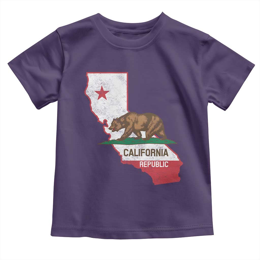 California Republic Cali Map Flag Distressed Style Toddler T Shirt
