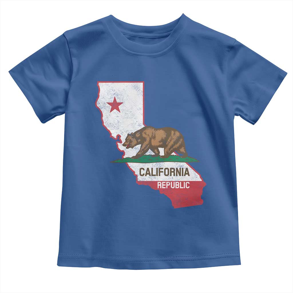 California Republic Cali Map Flag Distressed Style Toddler T Shirt