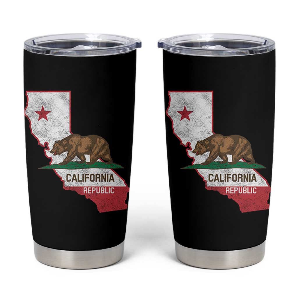 California Republic Cali Map Flag Distressed Style Tumbler Cup