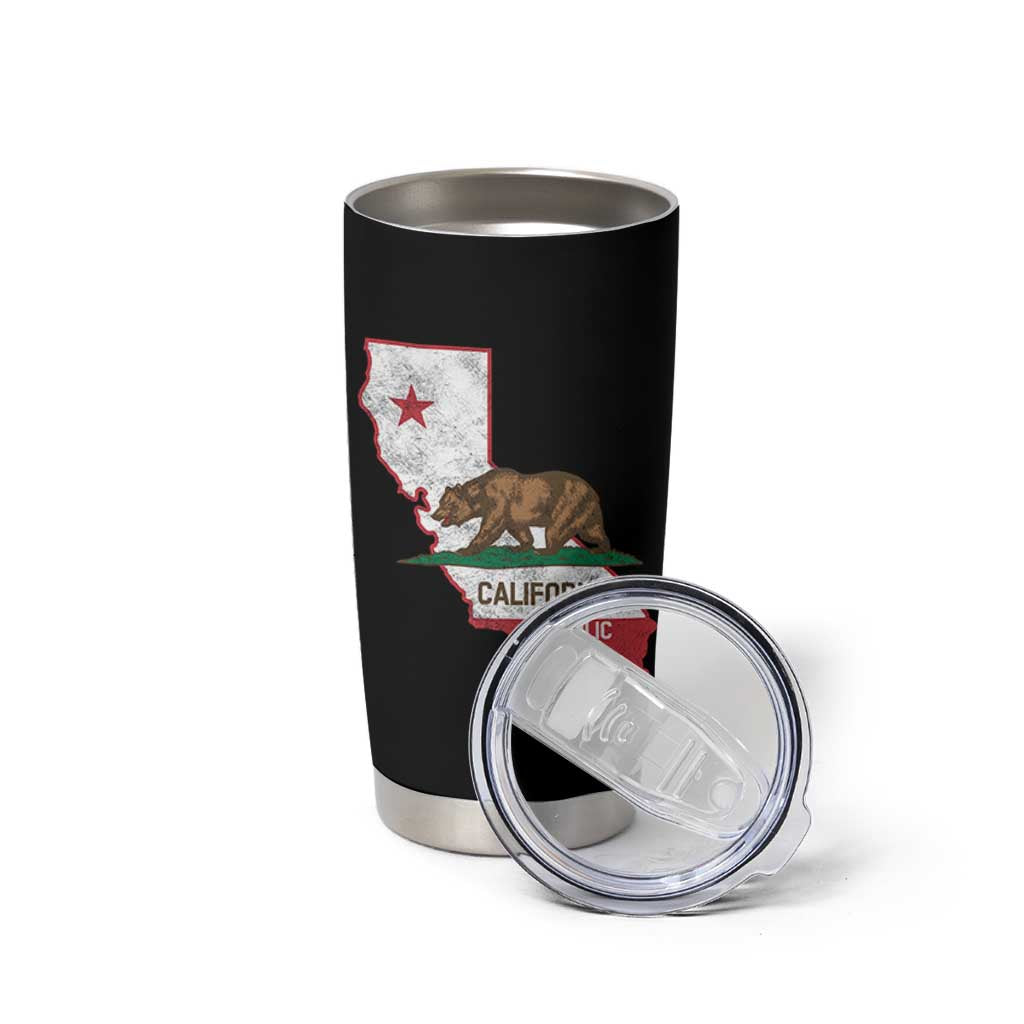 California Republic Cali Map Flag Distressed Style Tumbler Cup