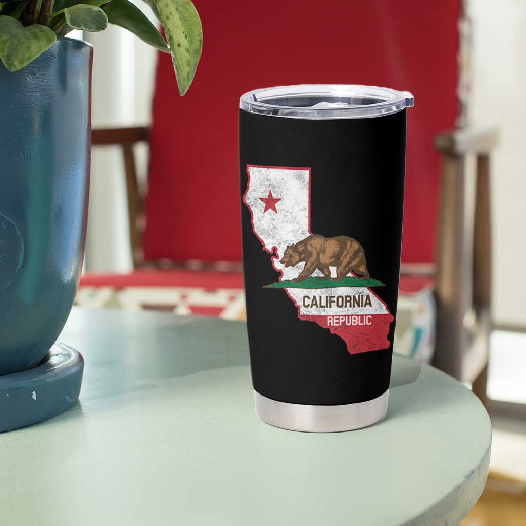 California Republic Cali Map Flag Distressed Style Tumbler Cup