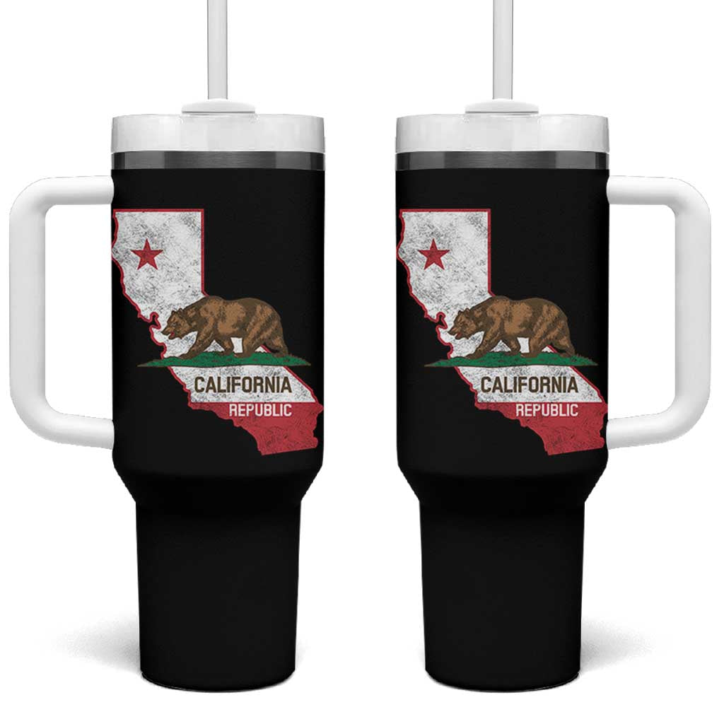 California Republic Cali Map Flag Distressed Style Tumbler With Handle