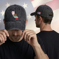 California Republic Cali Map Flag Distressed Style Washed Cotton Baseball Cap