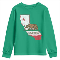 California Republic Cali Map Flag Distressed Style Youth Sweatshirt