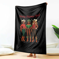Black African American Cowgirl Christmas Throw Blanket Retro Western Howdy - Wonder Print Shop