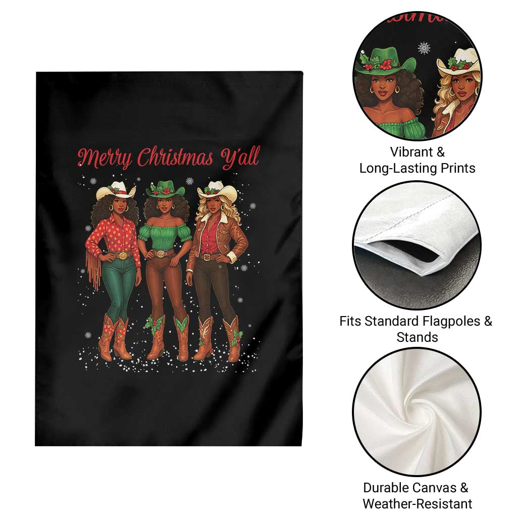 Black African American Cowgirl Christmas Garden Flag Retro Western Howdy - Wonder Print Shop