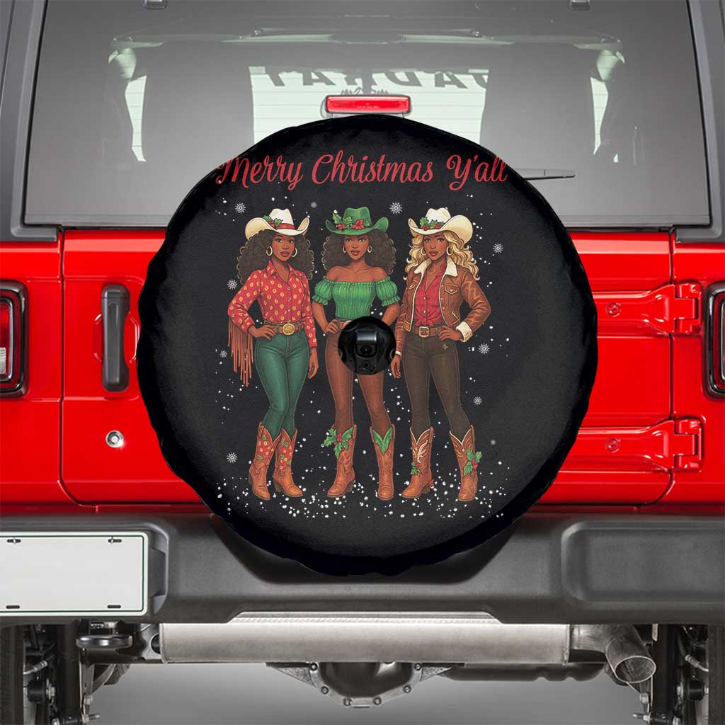 Black African American Cowgirl Christmas Spare Tire Cover Retro Western Howdy - Wonder Print Shop