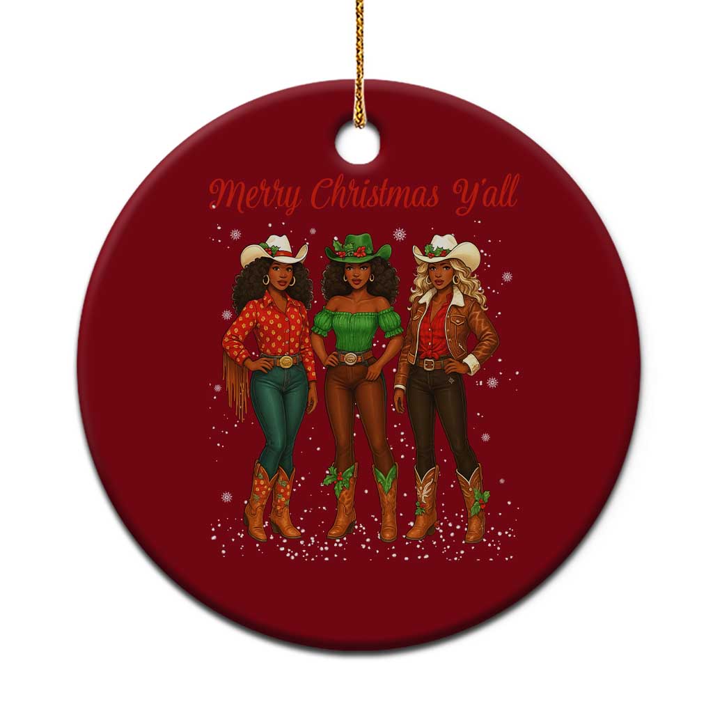 Black African American Cowgirl Christmas Ceramic Ornament Retro Western Howdy - Wonder Print Shop