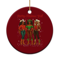 Black African American Cowgirl Christmas Ceramic Ornament Retro Western Howdy - Wonder Print Shop
