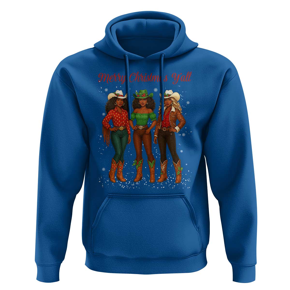Black African American Cowgirl Christmas Hoodie Retro Western Howdy - Wonder Print Shop