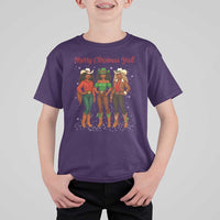 Black African American Cowgirl Christmas T Shirt For Kid Retro Western Howdy - Wonder Print Shop