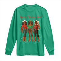 Black African American Cowgirl Christmas Long Sleeve Shirt Retro Western Howdy - Wonder Print Shop