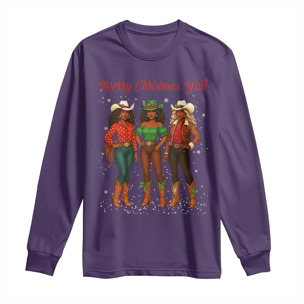 Black African American Cowgirl Christmas Long Sleeve Shirt Retro Western Howdy - Wonder Print Shop