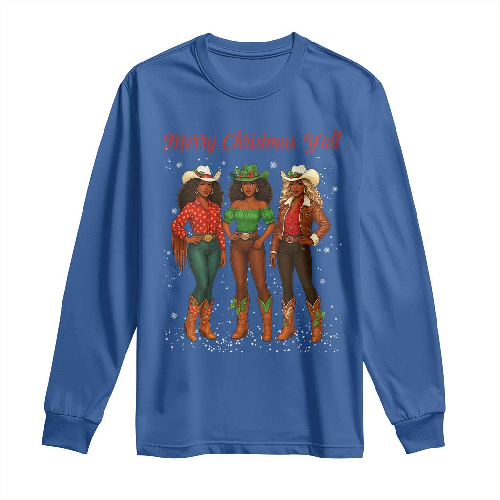 Black African American Cowgirl Christmas Long Sleeve Shirt Retro Western Howdy - Wonder Print Shop