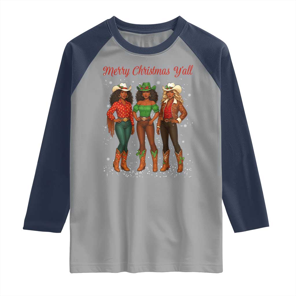 Black African American Cowgirl Christmas Raglan Shirt Retro Western Howdy - Wonder Print Shop