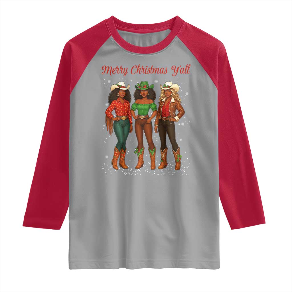 Black African American Cowgirl Christmas Raglan Shirt Retro Western Howdy - Wonder Print Shop